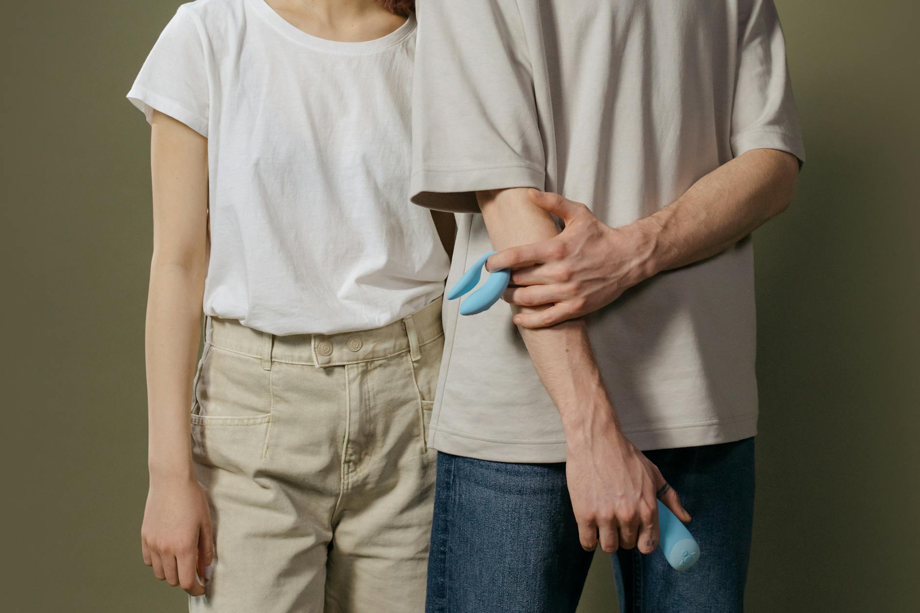 A couple exploring intimacy together with a modern clitoral vibrator